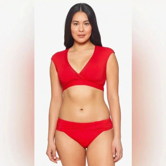 Bleu Rod Beattie Behind The Seams Crop Bikini Top Size 14 and Kore Sarong Hipste - Picture 3 of 11